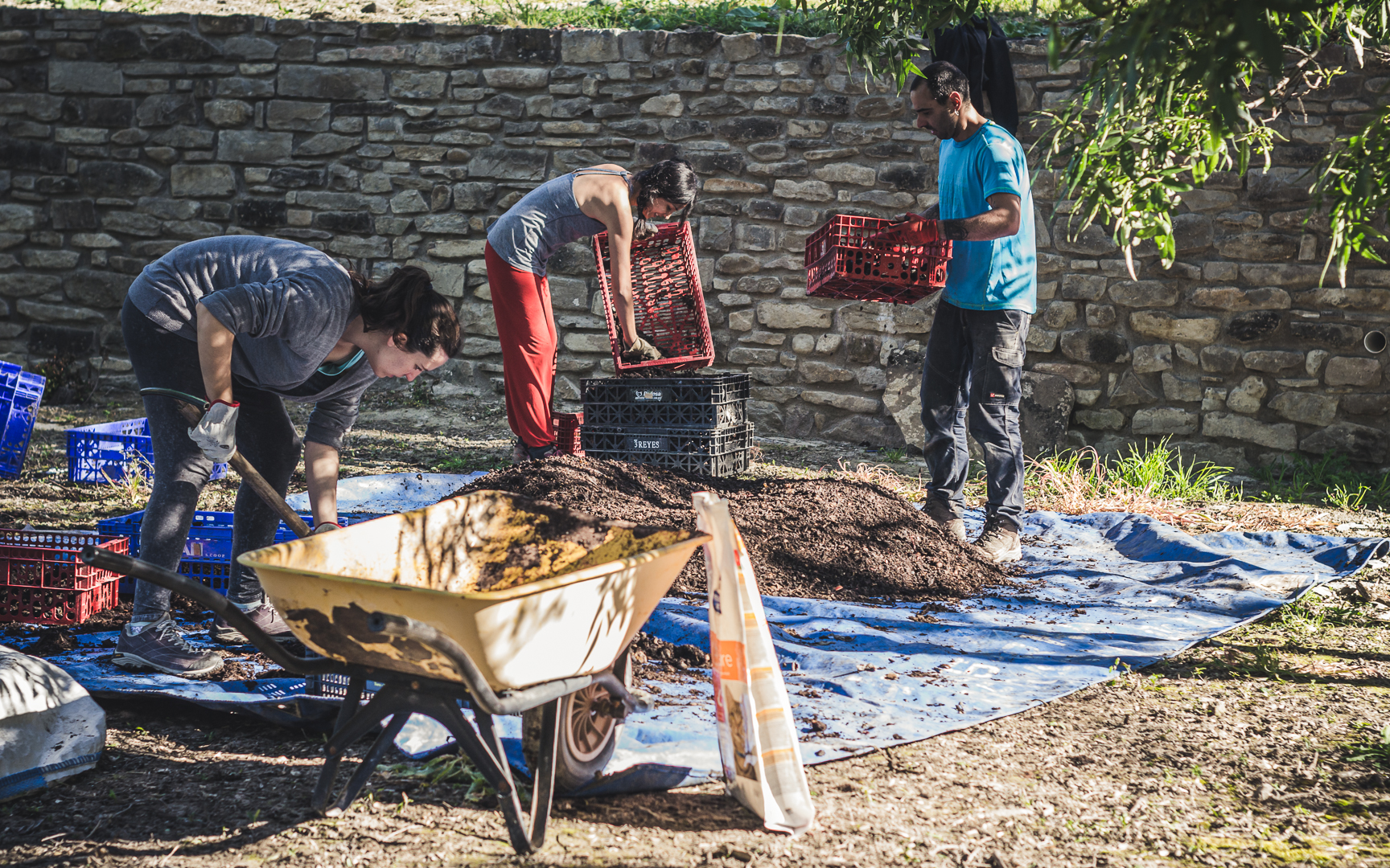 Trabajo de la tierra para la comunidad en artieda